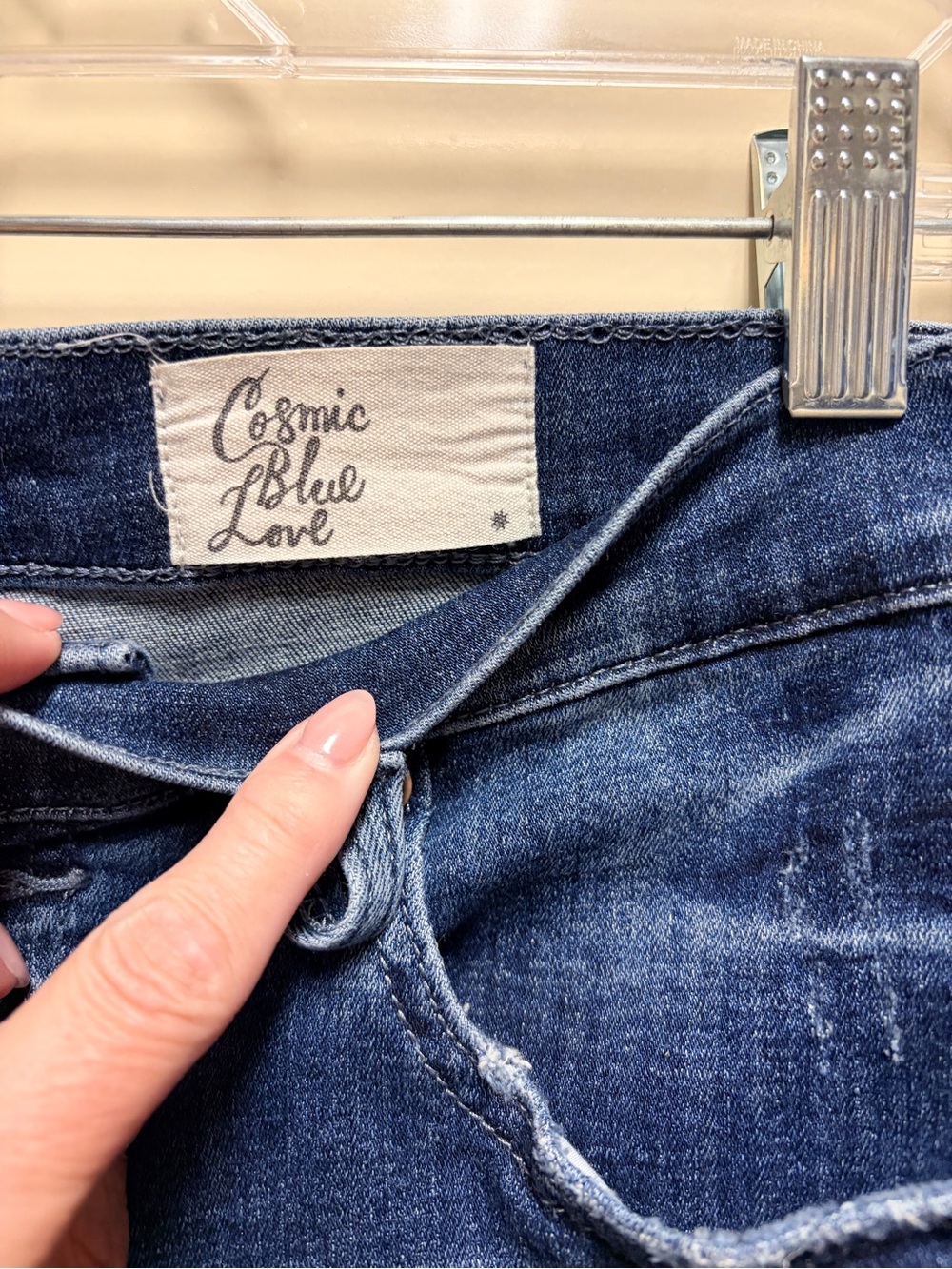 Cosmic Blue Love Dani Short, High-Waist Dark Blue Denim Shorts with Raw Hem - Picture 8 of 9